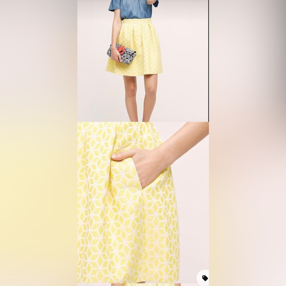 Anthropologie Lemon Zest Skirt. NWT. Vintage style with pockets.